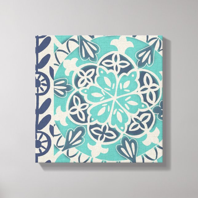 Toile Carrelage Batik Bleu I (Recto)