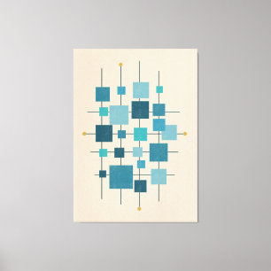 Toile Carrés géométriques MCM - affiche bleue