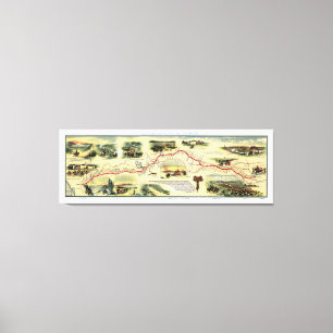 Toile Carte 1860 d'image d'itinéraire de Pony Express