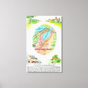 Toile Carte aérienne du comté de Père Noël Clara avec si