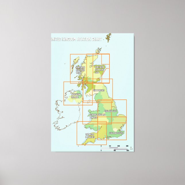 Toile Carte aérienne du Royaume-Uni (Recto)