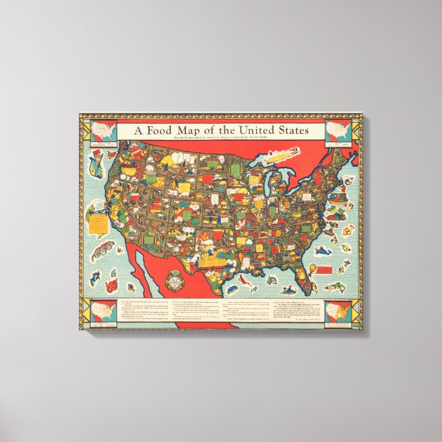 Toile Carte alimentaire des États-Unis (Recto)