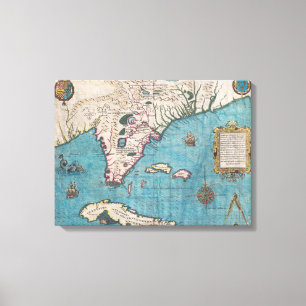 Toile Carte antique de la Floride et du Cuba
