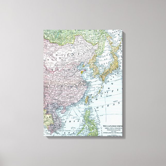 TOILE CARTE : ASIE DE L'EST, 1907 (Recto)