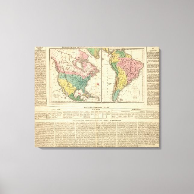 Toile Carte Atlas de la découverte européenne de l'Améri (Recto)