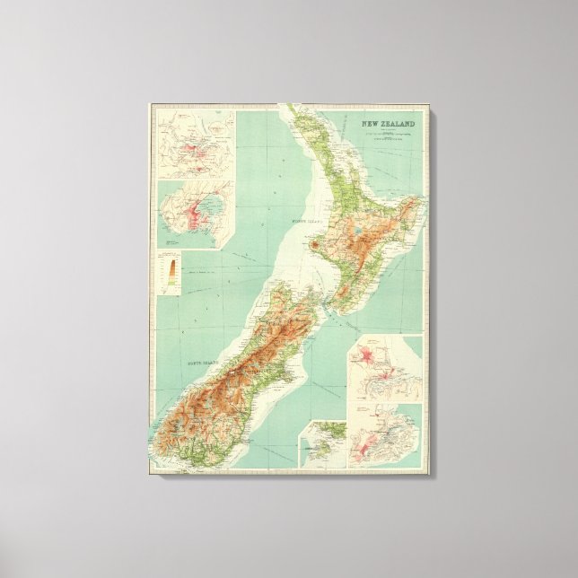 Toile Carte Atlas de la Nouvelle-Zélande (Recto)