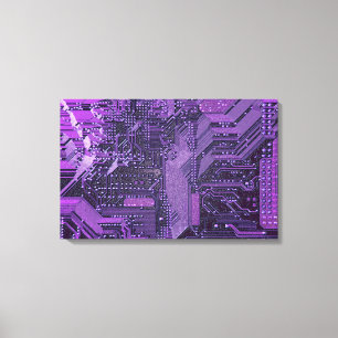 Toile Carte Cyber Circuit Purple Tech Art Electronique