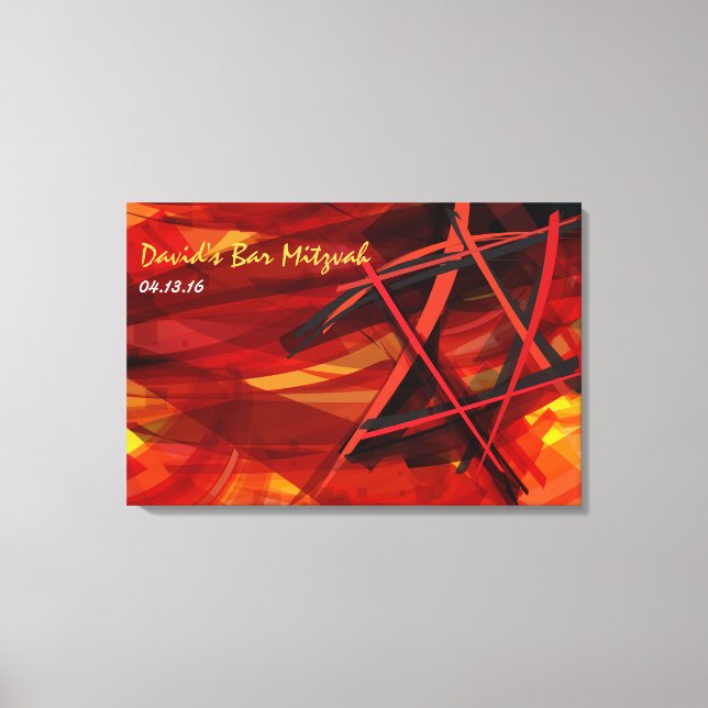 Toile Carte d'accès Bat mitzvah Star Red Bar Transparent (Recto)