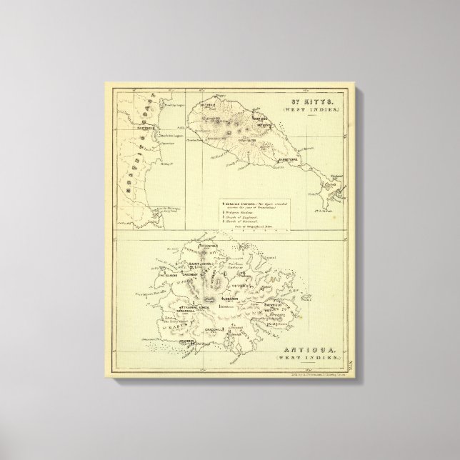 Toile Carte d'Antigua Lithographiée (Recto)