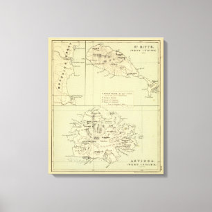 Toile Carte d'Antigua Lithographiée
