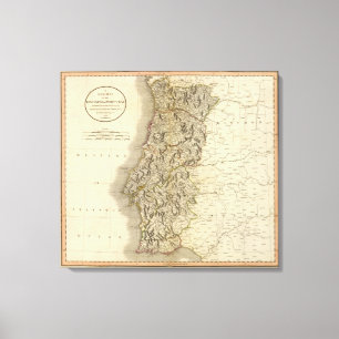 Toile Carte d'atlas du Portugal
