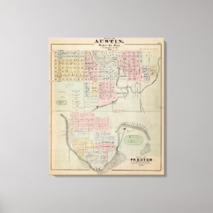 Toile Carte d'Austin, comté de faucheuse, Minnesota