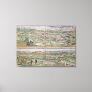 Toile Carte de Barcelone, de 'Civitates Orbis Terrarum