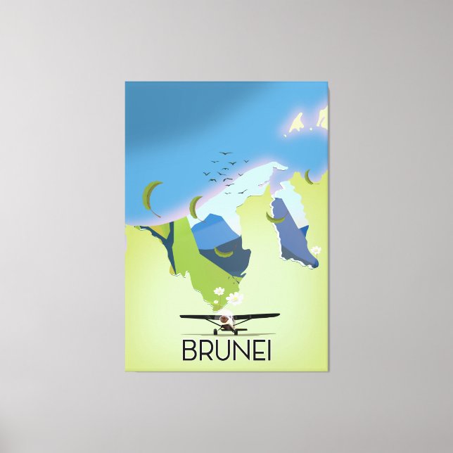 Toile Carte de Brunei affiche voyage (Recto)
