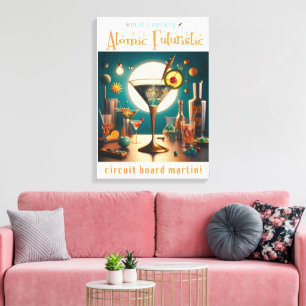 Toile Carte de circuit futuriste atomique Martini