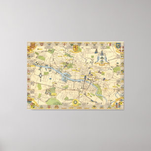 Toile Carte de Glasgow, Angleterre