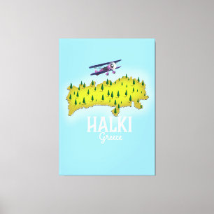 Toile Carte de la Grèce de Halki Illustré affiche de voy