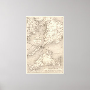 Toile Carte de la ligne vintage de Cape Cod Old Colony (