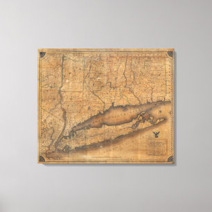 Toile Carte de la partie du sud de l'état de New York