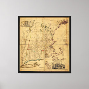 Toile Carte de la région la plus habitée de la Nouvell