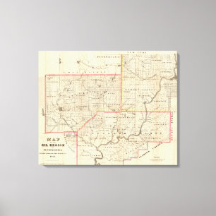 Toile Carte de la région pétrolière de Pennsylvanie