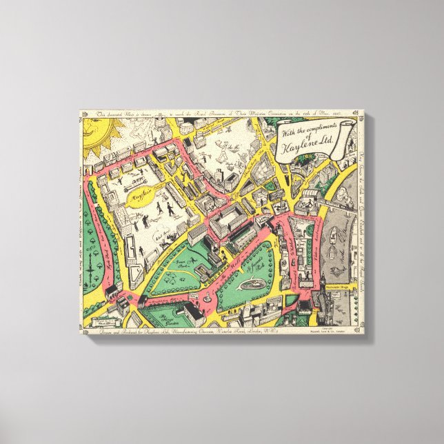Toile Carte de la route du couronnement, Londres, Anglet (Recto)