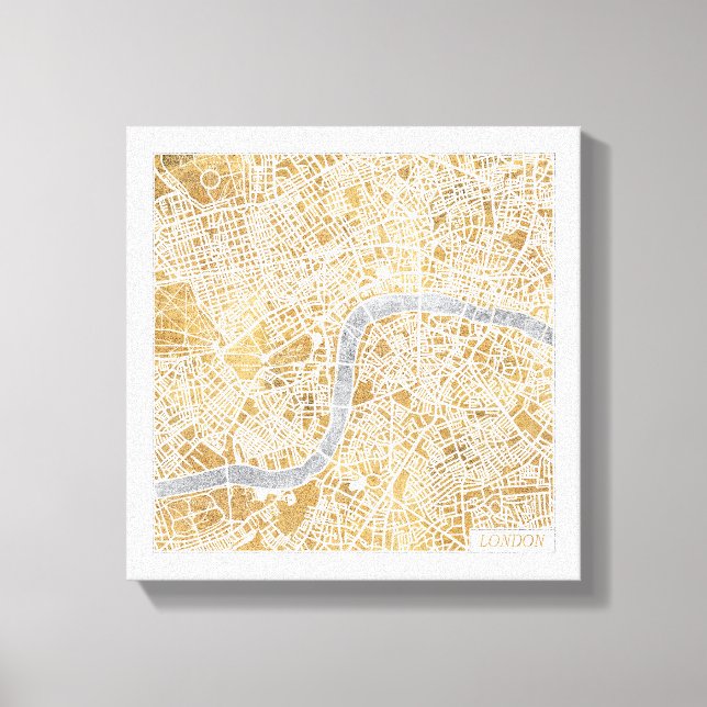 Toile Carte De La Ville Dorée De Londres (Recto)