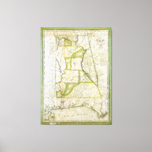 Toile Carte de l'Alabama par John Melish (circa