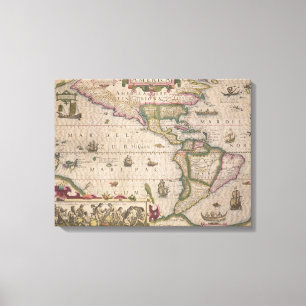 Toile Carte de l'Amérique, du Mercator 'Atlas', pub. par