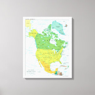 Toile Carte de l'Amérique du Nord