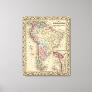 Toile Carte de l'Amérique du Sud par Mitchell
