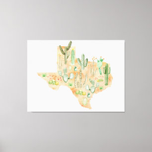 Toile Carte de l'aquarelle de Texas Cactus