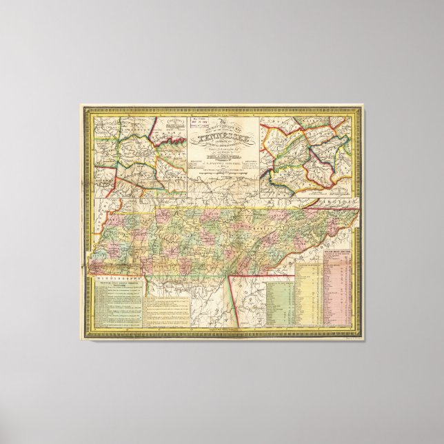Toile Carte de l'état du Tennessee (1851) (Recto)