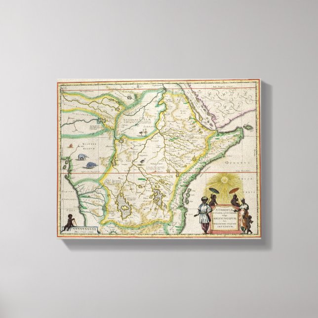 Toile Carte de l'Ethiopie montrant cinq Etats africains (Recto)