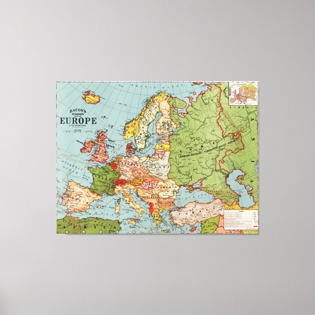 Toile Carte de l'Europe par George Washington Bacon (Recto)