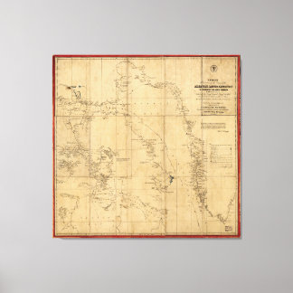 Toile Carte de l'expédition dans l'Arctique américain (1