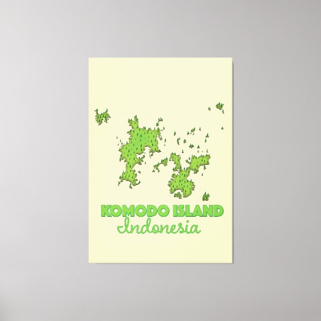 Toile Carte de l'île de Komodo Indonésie (Recto)