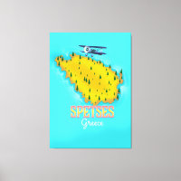 Carte de l'île grecque Spetes poster de voyage