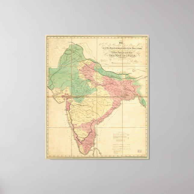 Toile Carte de l'Inde (1818) (Recto)