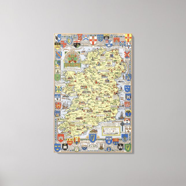 Toile Carte de l'Irlande historique (Recto)