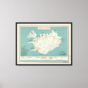 Toile Carte de l'Islande (vers 1959)