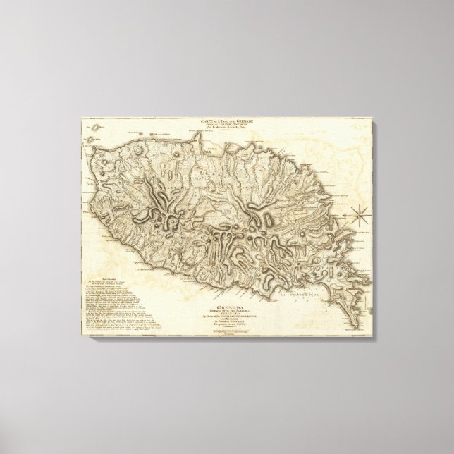 Toile Carte de l'Isle de la Grenade (Recto)