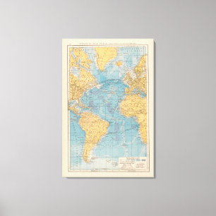 Toile Carte de l'océan Atlantique