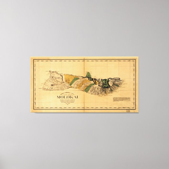 Toile Carte de Molokai, Hawaiian Island (1897) (Recto)