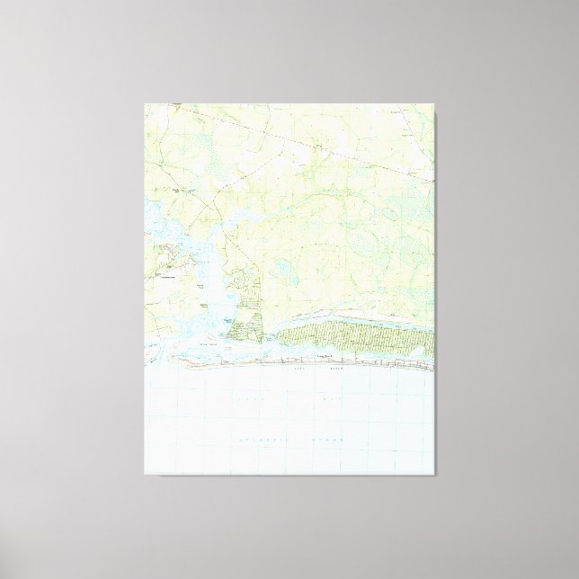 Toile Carte de Oak Island North Carolina (1990) (Recto)