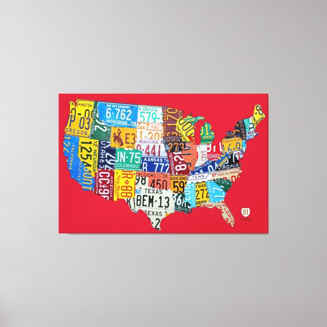 Toile Carte de plaque de licence de USA Red Canvas Print (Recto)