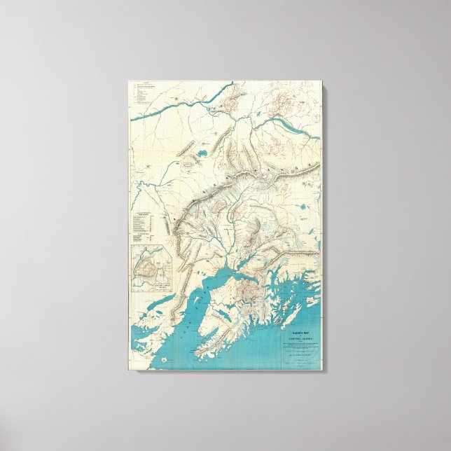 Toile Carte de Sleem du centre de l'Alaska (Recto)