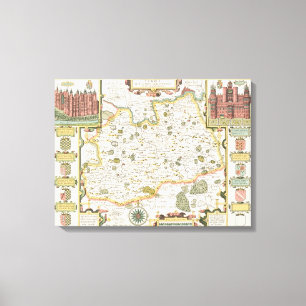 Toile Carte de Surrey, gravée par Jodocus Hondius
