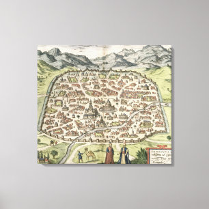 Toile Carte de ville de Damas, Syrie, 1620 (gravure)