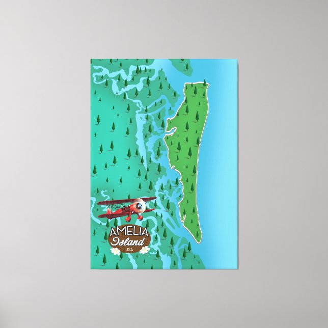 Toile Carte de voyage Amelia Island Florida. (Recto)